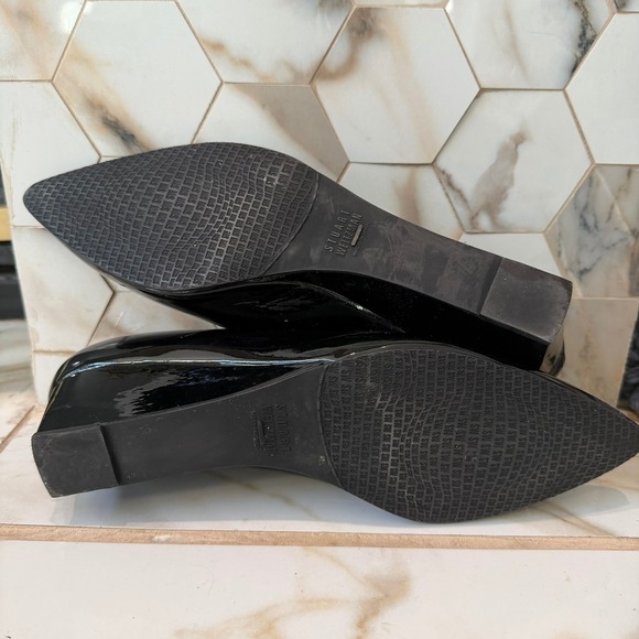 Stuart Weitzman Black Patent Leather Pointed Toe Wedge Pumps OW91265 Mens 9.5 M - Picture 10 of 11